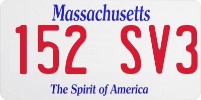MA license plate 152SV3