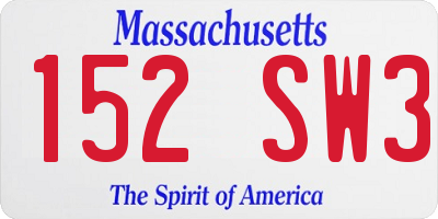 MA license plate 152SW3