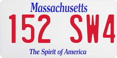 MA license plate 152SW4