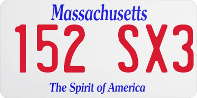 MA license plate 152SX3