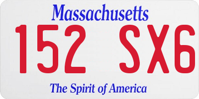 MA license plate 152SX6