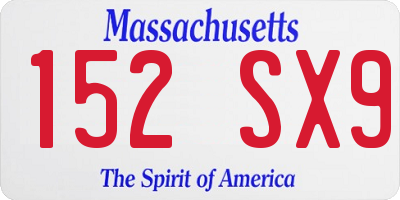 MA license plate 152SX9