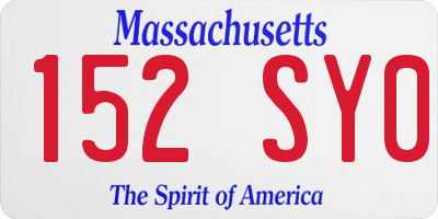 MA license plate 152SY0