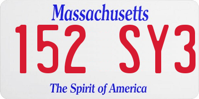 MA license plate 152SY3