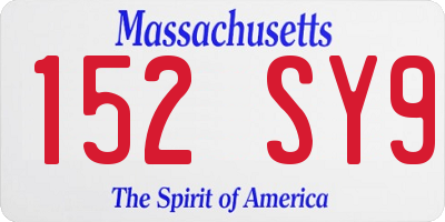 MA license plate 152SY9