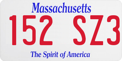MA license plate 152SZ3