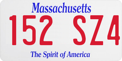 MA license plate 152SZ4