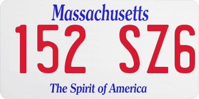 MA license plate 152SZ6