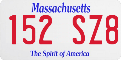 MA license plate 152SZ8