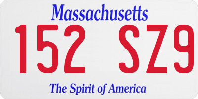 MA license plate 152SZ9