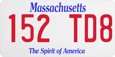 MA license plate 152TD8