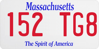MA license plate 152TG8