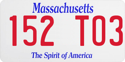 MA license plate 152TO3