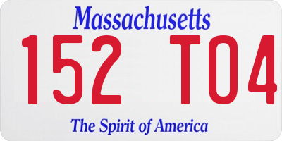 MA license plate 152TO4