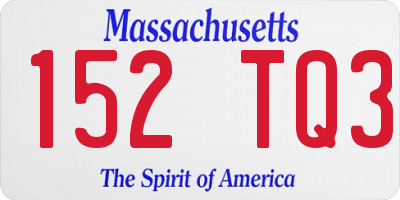 MA license plate 152TQ3