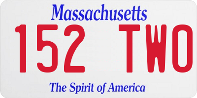 MA license plate 152TW0