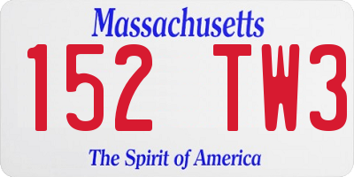 MA license plate 152TW3