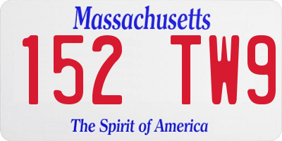 MA license plate 152TW9