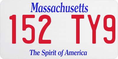 MA license plate 152TY9