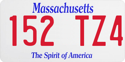 MA license plate 152TZ4
