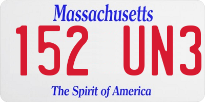 MA license plate 152UN3