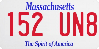 MA license plate 152UN8