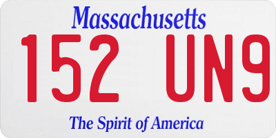 MA license plate 152UN9