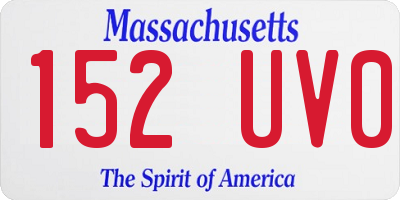 MA license plate 152UV0