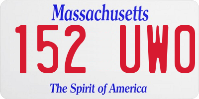 MA license plate 152UW0