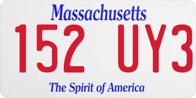 MA license plate 152UY3