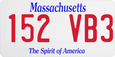 MA license plate 152VB3