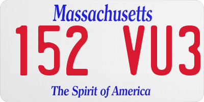 MA license plate 152VU3