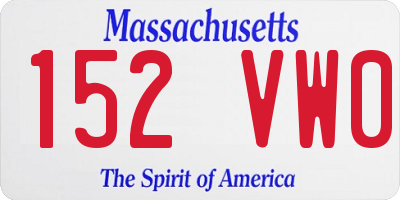 MA license plate 152VW0