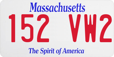 MA license plate 152VW2