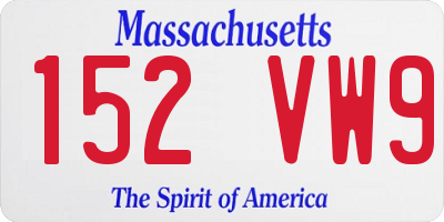 MA license plate 152VW9