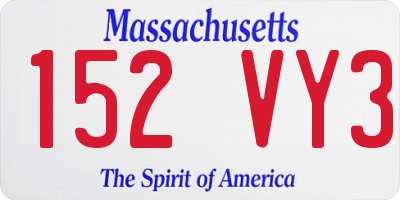 MA license plate 152VY3