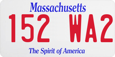 MA license plate 152WA2
