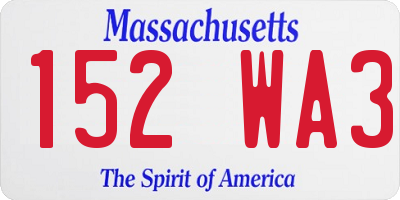 MA license plate 152WA3