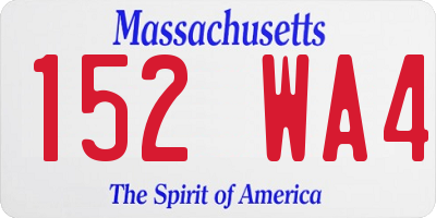 MA license plate 152WA4