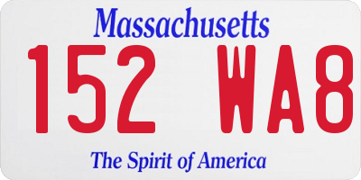 MA license plate 152WA8