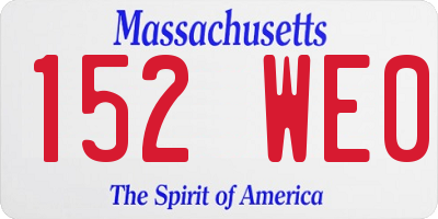 MA license plate 152WE0