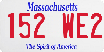 MA license plate 152WE2