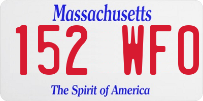 MA license plate 152WF0