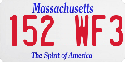 MA license plate 152WF3