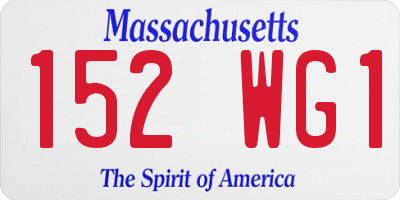MA license plate 152WG1
