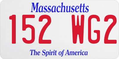 MA license plate 152WG2