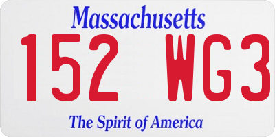 MA license plate 152WG3