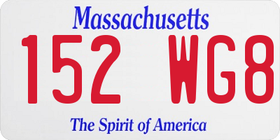 MA license plate 152WG8