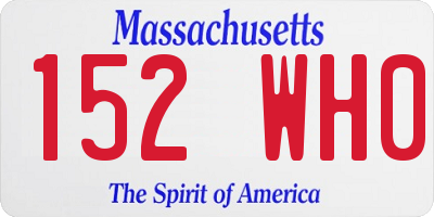 MA license plate 152WH0