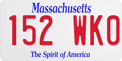 MA license plate 152WK0